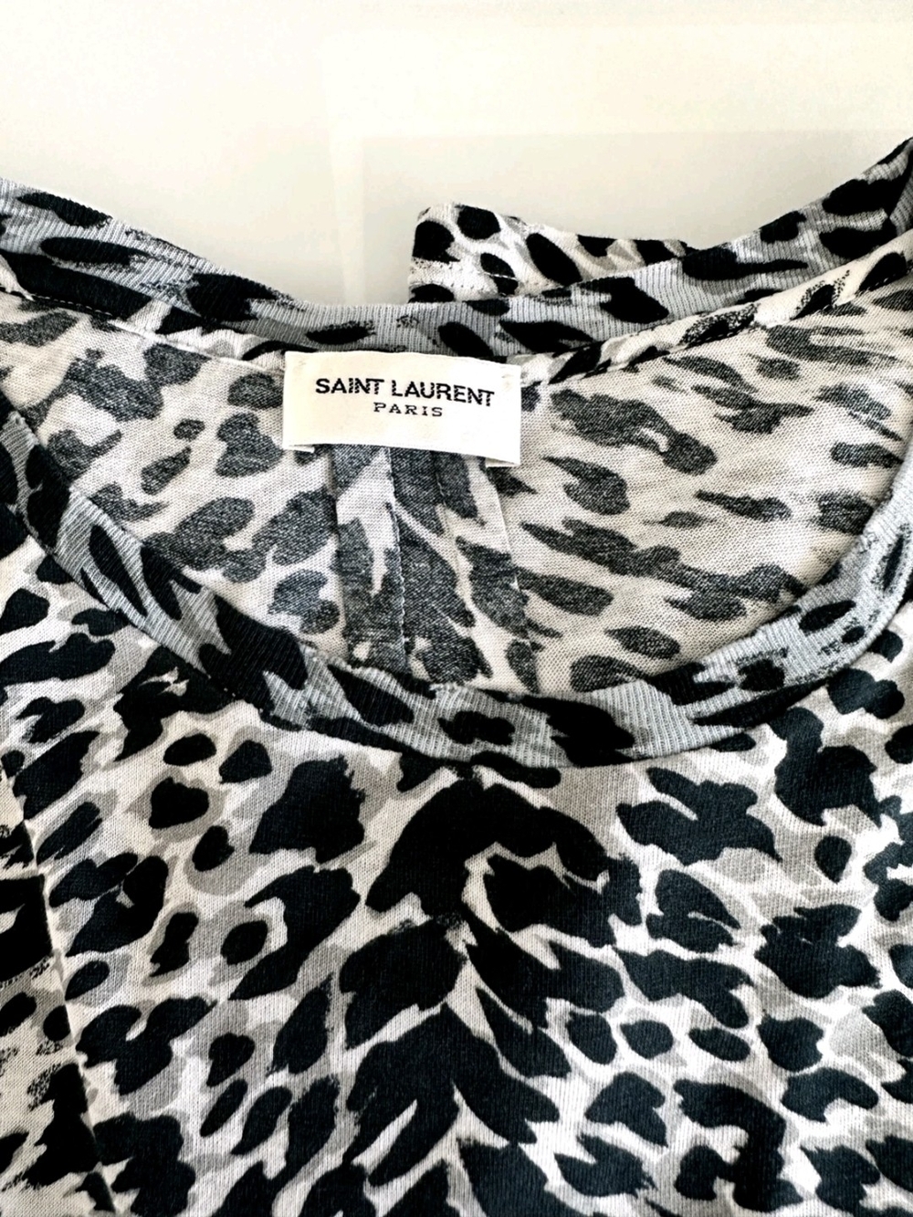 Saint Laurent Black & White Animal-Print Short Sleeve Tee - Picture 6 of 6